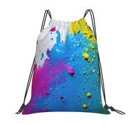 Tamiger Paint Splatter Backdrop Print Lightweight Foldable Drawstring Backpack Outdoor Sports Bag Workout Travel Yoga