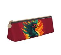 Tamiger Phoenix Print Large Capacity Leather Pencil Case Smooth Zippered Pen Pouch School Travel Makeup