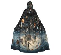 Tamiger Physics Print Print Women Men 190cm Hooded Carnival Cape Cosplay Cloak Costume Themed Events Festival