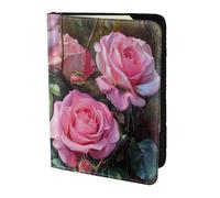 Tamiger Pink Fresh Roses Print 5.5in Passport Travel Document Wallet Unisex Gift for Vacations Business Trips