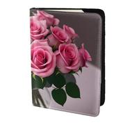 Tamiger Pink Roses Print 5.5in Passport Travel Document Wallet Unisex Gift for Vacations Business Trips