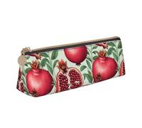 Tamiger Pomegranate Pattern Print Large Capacity Leather Pencil Case Smooth Zippered Pen Pouch School Travel Makeup
