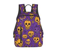 Tamiger Pumpkin Skeleton Bone Print Unisex Lightweight Backpack Water-Resistant Travel Casual Bag Commuting Daypack