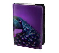 Tamiger Purple Peacock Pattern Print 5.5in Passport Travel Document Wallet Unisex Gift for Vacations Business Trips