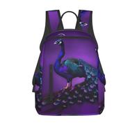 Tamiger Purple Peacock Pattern Print Unisex Lightweight Backpack Water-Resistant Travel Casual Bag Commuting Daypack