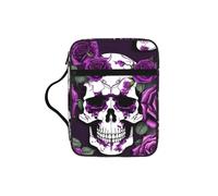 Tamiger Purple Rose Skeleton Print Bible Storage Bag Scripture Holder Religious Organizer Christian Gift Accessory