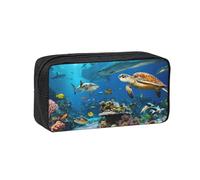 Tamiger Sea Turtles Print Unisex Spacious Pen Case Large-Capacity Stationery Organizer Pouch for Carry Daily