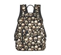 Tamiger Skull Background Print Unisex Lightweight Backpack Water-Resistant Travel Casual Bag Commuting Daypack