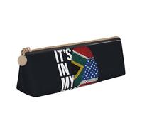 Tamiger South African Fingerprints Print Large Capacity Leather Pencil Case Smooth Zippered Pen Pouch School Travel Makeup