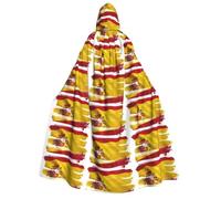 Tamiger Spanish Flag Print Women Men 190cm Hooded Carnival Cape Cosplay Cloak Costume Themed Events Festival