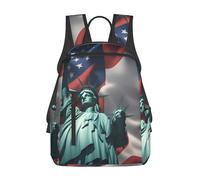 Tamiger Statue Of Liberty Flag Print Unisex Lightweight Backpack Water-Resistant Travel Casual Bag Commuting Daypack