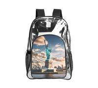 Tamiger Statue of Liberty in NYC Print Clear Backpack Transparent Bag for Hiking Outdoor Gym Campus Commute Daily Use