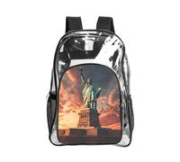 Tamiger Statue of Liberty in NYC Print Clear Backpack Transparent Bag for Hiking Outdoor Gym Campus Commute Daily Use