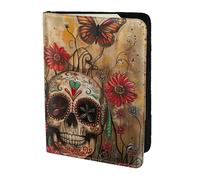 Tamiger Sugar Skulls Butterfly Print 5.5in Passport Travel Document Wallet Unisex Gift for Vacations Business Trips