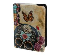 Tamiger Sugar Skulls Butterfly Print 5.5in Passport Travel Document Wallet Unisex Gift for Vacations Business Trips