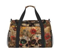Tamiger Sugar Skulls Butterfly Print Hand Travel Bag Lightweight Portable Carry-On Versatile Foldable Shoulder Tote