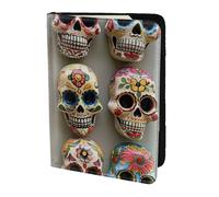 Tamiger Sugar Skulls Print 5.5in Passport Travel Document Wallet Unisex Gift for Vacations Business Trips