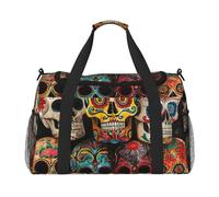 Tamiger Sugar Skulls Print Hand Travel Bag Lightweight Portable Carry-On Versatile Foldable Shoulder Tote
