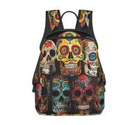 Tamiger Sugar Skulls Print Unisex Lightweight Backpack Water-Resistant Travel Casual Bag Commuting Daypack