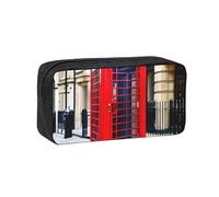 Tamiger Telephone Booth Print Unisex Spacious Pen Case Large-Capacity Stationery Organizer Pouch for Carry Daily