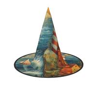 Tamiger The Seaside Lighthouse Print Adults Carnival Hat Party Theme Cosplay Costume Festive Headwear Travel Accessory