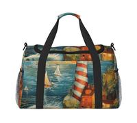 Tamiger The Seaside Lighthouse Print Hand Travel Bag Lightweight Portable Carry-On Versatile Foldable Shoulder Tote