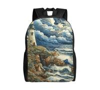 Tamiger The Seaside Lighthouse Print Unisex Backpack For Office Travel Hiking Daily Commutes Outdoor Adventures Bag