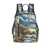 Tamiger The Seaside Lighthouse Print Unisex Lightweight Backpack Water-Resistant Travel Casual Bag Commuting Daypack