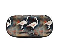 Tamiger Two Japanese Cranes Flying Traditional Painting Print Functionality Storage Pencil Bag School Students Boys Girls Everyday Use Practical