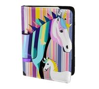 Tamiger Unicorns On Colorful Stripes Print 5.5in Passport Travel Document Wallet Unisex Gift for Vacations Business Trips