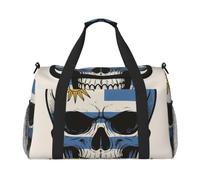 Tamiger Uruguay Flag Skeleton Print Hand Travel Bag Lightweight Portable Carry-On Versatile Foldable Shoulder Tote