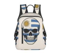 Tamiger Uruguay Flag Skeleton Print Unisex Lightweight Backpack Water-Resistant Travel Casual Bag Commuting Daypack