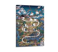 Taming The Elephant Mind Tibetan Buddhist ThangkaClassic Aesthetic Poster Decorative Painting Canvas Wall Art Living Room Poster Bedroom PaintingFrame-style 08x12inch(20x30cm)