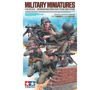 TAMIYA 35386 1:35 Figure Set German MG Troops (5) with WW2 Faithful Replica, Model Building, Plastic Kit, Crafts, Hobby, Gluing, Model Kit, Assembly, Unpainted, Molded Color