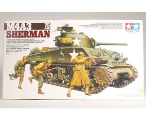Tamiya 1/35 scale WW2 US American M4A3 Sherman tank with 75mm Gun + 3 figures