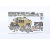 Tamiya WWII British 25 Pounder Field Gun with Quad Gun Tractor Military 1:35 Plastic Model Assembly Kit