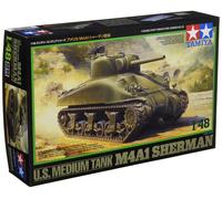 TAMIYA 32523 1:48 US Tank Sherman M4A1 Früh.A. Model Kit, Plastic Kit, Assembly Kit, Detailed Replica, Multicoloured