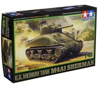 TAMIYA 32523 1:48 US Tank Sherman M4A1 Früh.A. Model Kit, Plastic Kit, Assembly Kit, Detailed Replica, Multicoloured