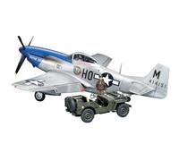 TAMIYA 25205 1:48 US P-51D Mustang & 4x4 Lt.Fahzg. Model Kit, Plastic Kit, Assembly Kit, Detailed Replica