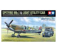 TAMIYA 25211 1:48 Supermarine Spitfire Mk.I & Light Utility Car 10HP Tilly Set