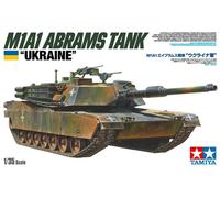 TAMIYA 25216 1:35 US M1A1 Abrams Ukraine Model, Plastic, Assembly, Detailed Replica, Tank Kit, Geformte Farbe