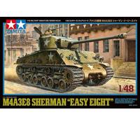 Tamiya TAM32595 Fahrzeug 32595-1:48 US M4A3E8 Sherman Easy Eight, Model, Plastic, Detailed Replica, Assembly Kit, Unvarnished
