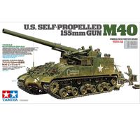 Tamiya Model Kit - 1/35 155mm Self-Propelled Gun M40 (35351) - Military, 8 Figures