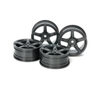 Tamiya 54739 Medium-Narrow Black 5-Spoke Wheels (Offset 0, Hard, 4 Pcs), NIP