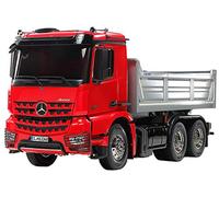 TAMIYA 56361 Mercedes-Benz 1:14 MB Arocs 3348 Red/Silver Dump, Assembly Kit, RC, Remote Control, Truck, Construction Toy, Model Making, Crafts