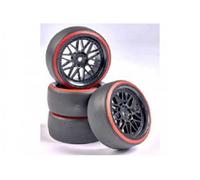 Carson 500900157 1:10 Drift Wheel Set (4) Black/Red Model Building Accessories, Spare Part, Tuning, Tyres, Tyre Set