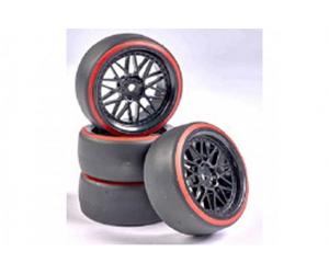Tamiya CARSON 1:10 RC Drift Wheel Set 4 Black Red TAMC900157