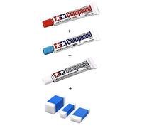 Tamiya Compound (Coarse, Fine, Finish) + Tamiya Makeup Material Series Sponge Tool Set