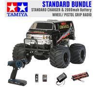 Tamiya RC 58546 Lunch Box Black Edition 1:12 Standard Wheel Radio Bundle