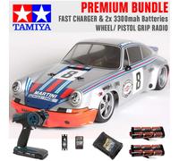 TAMIYA RC 58571 Porche Carrera RSR Martini TT-02 1:10 Premium Wheel Radio Bundle